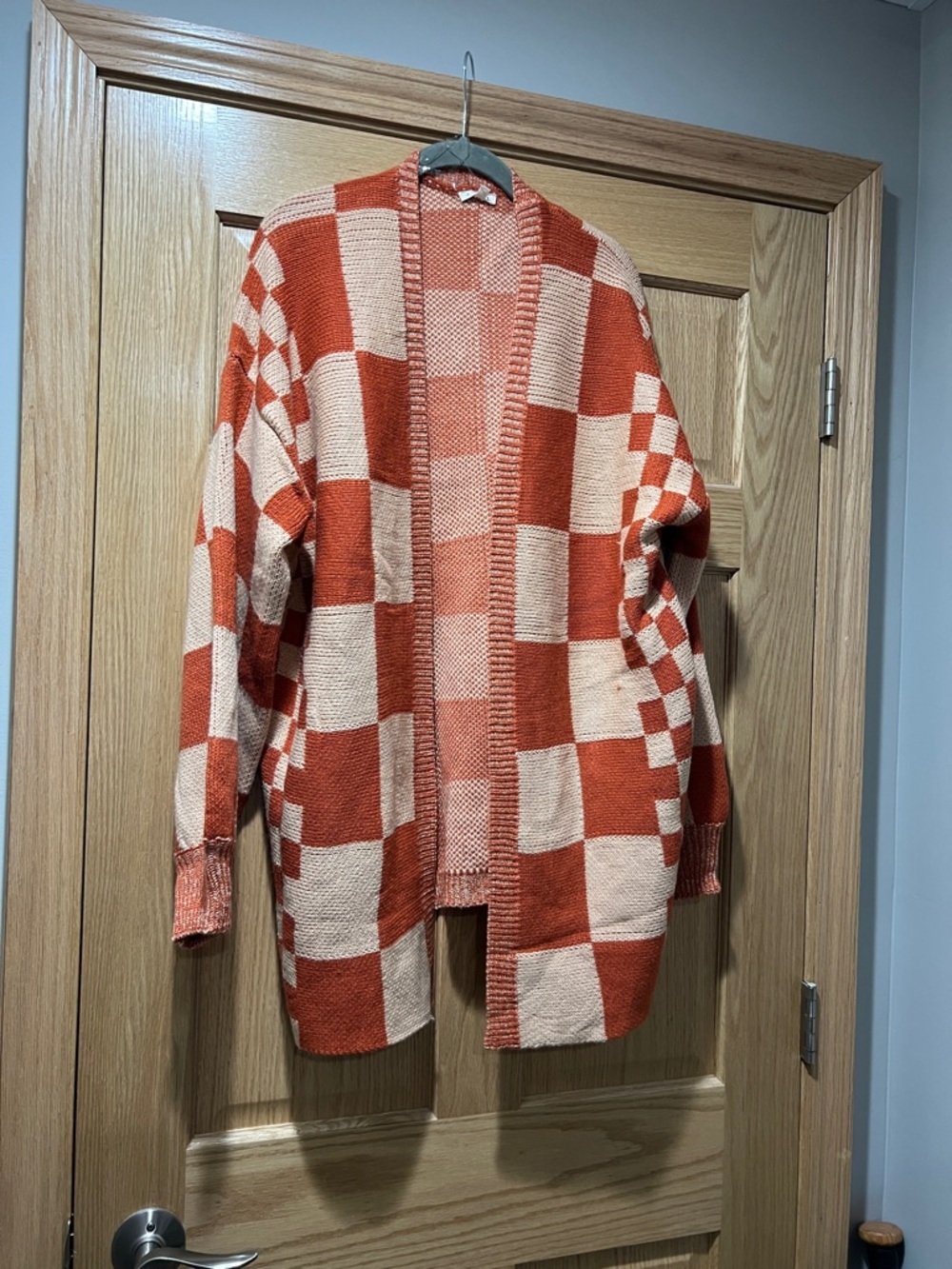 JODIFL Two-Tone Knit Cardigan in Rust and Cream